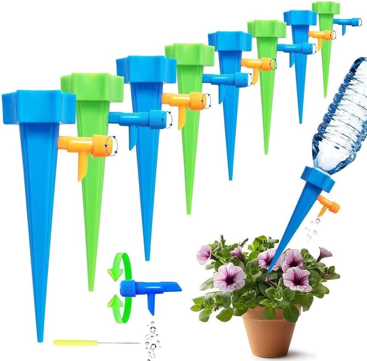 Irrigatieapparaten voor planten – verstelbare rubberen slangen – bespaart water en tijd – geschikt voor moestuinen en tuinen