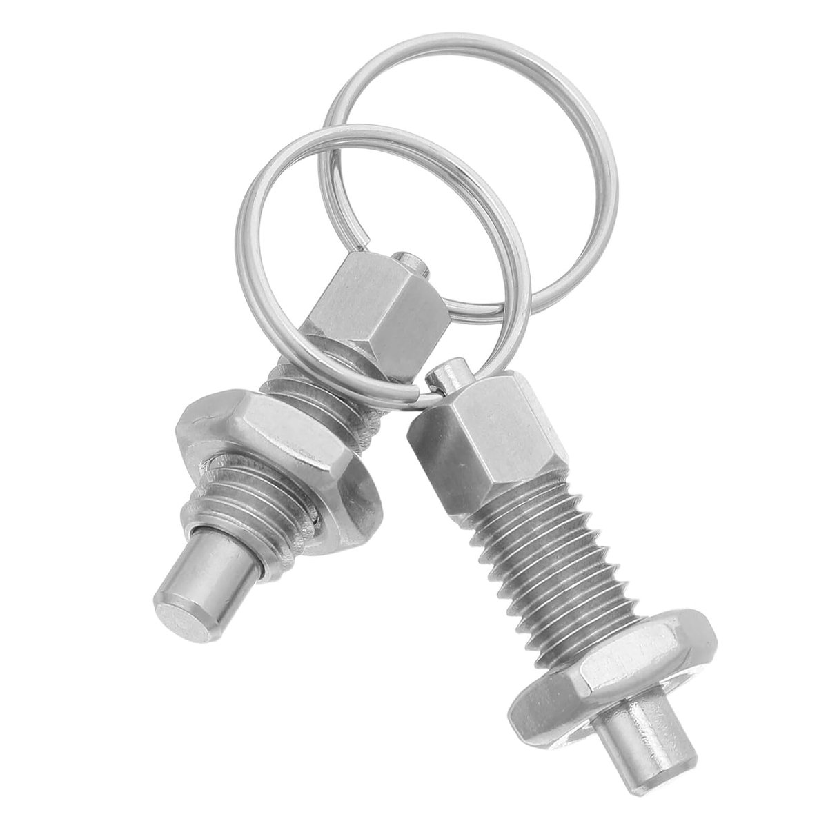 2 Stuks Rvs Veerplunjer met Trekring Intrekbare Vergrendelingspen Veerbelaste Borgpin voor Industriële Apparatuur Duurzame Metalen Bevestiging
