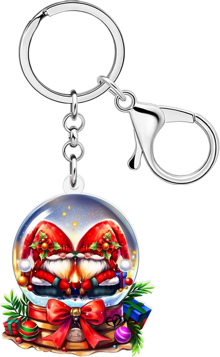 Platte Sneeuwbol Kerst Sleutelhanger Accessoires Vakantie Geschenken Voor Vrouwen, Xmas Gnome Sleutelhanger Charms Voor Tassen