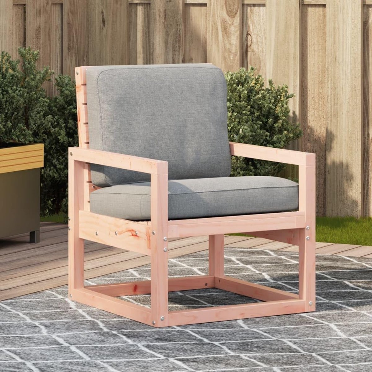 Tuinstoel, balkonstoelen, tuinstoelen, terrasstoel, loungestoel, stoel voor tuin, terras, 57,5 x 63 x 76 cm, massief hout, Douglas