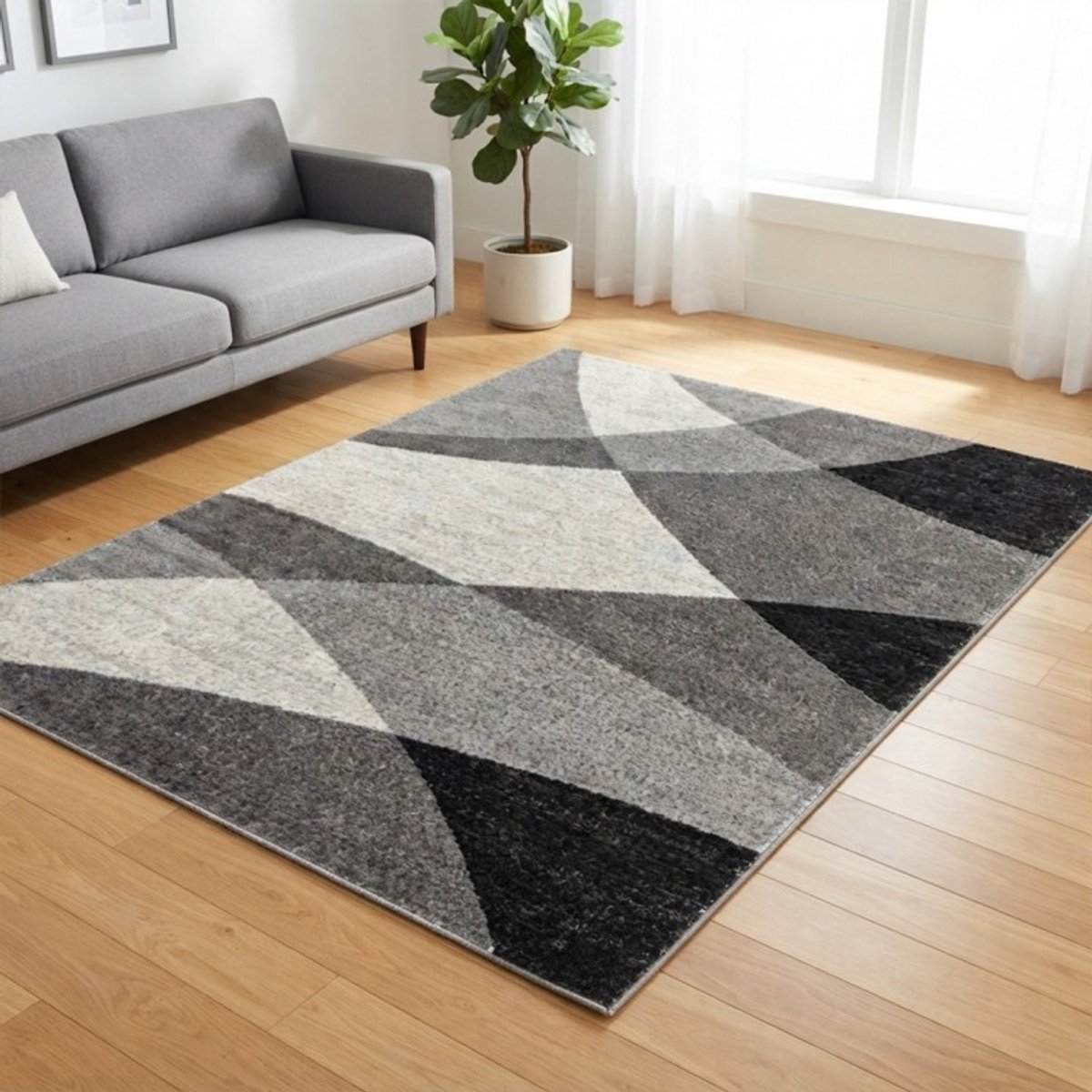 TapisTrend Designer tapijt Grijs-Rood 200x280 cm Modern vloerkleed met kruisende lijnen en abstracte geometrische blokken voor de woonkamer, slaapkamer en eetkamer
