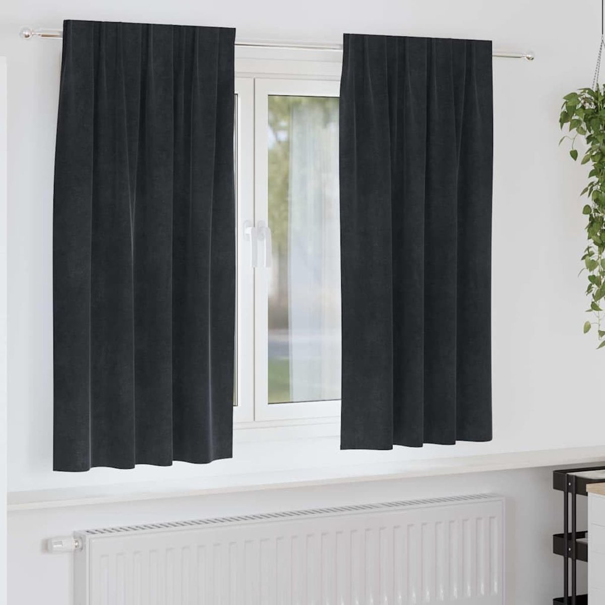 2 stuks, zwart, 140 x 175 cm, fluweel, lichtbescherming, gordijnen, slaapkamer, verduistering, stoffen lussen