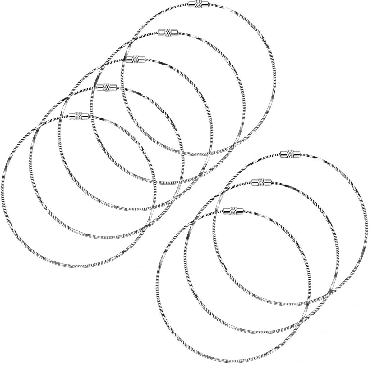 Set van 8 stuks fietsstaaldraad, roestvrijstalen draadkabelring, multifunctionele kabelbinders, sleutelring voor fietsaccessoires, gereedschap en outdoor, 1,5 x 300 mm (8, 1,5 x 300 mm)