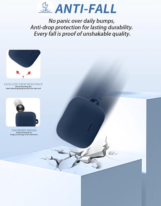 Hoes voor EarFun Air Pro 4+ oordopjes, zachte siliconen beschermhoes, compatibel met EarFun Air Pro 4 Plus, met koord, stofdicht, stootvast en duurzaam, blauw — afbeelding 5