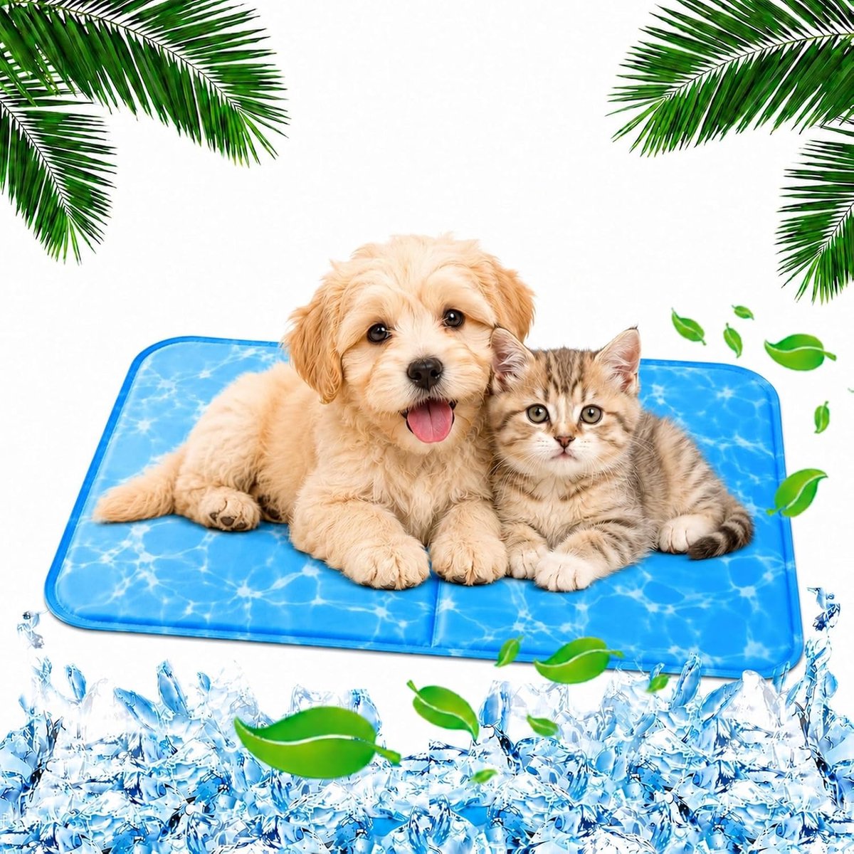 Koelmat voor honden, koeldeken voor honden en katten, koelkussen met niet-giftige gel, zelfkoelend voor grote en middelgrote huisdieren, verkoelende hondenmat (M)