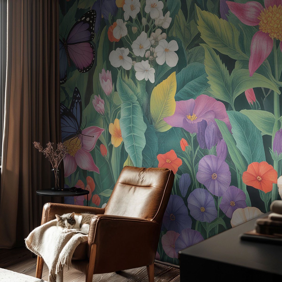 Coloray Vliesbehang - Groente Snellijm Behang - 104x70 cm - Bloemenexplosie Muurschildering - Gang behang Bloemen En Planten - Fotobehang Vlies - Slaapkamer behang