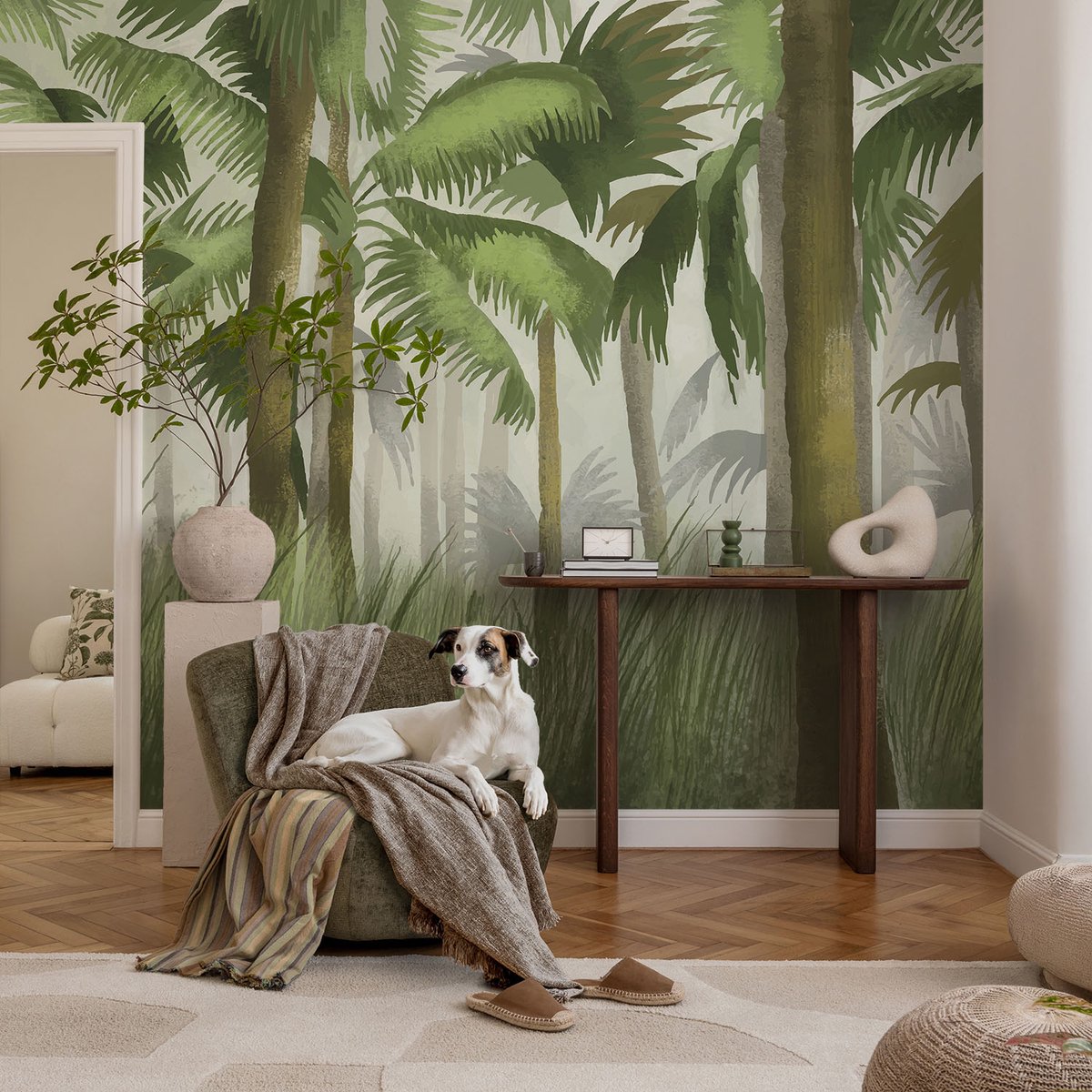 Coloray Vliesbehang - Groente Snellijm Behang - 104x70 cm - Tropisch Bos Fotobehang Vlies - Hal behang Bloemen En Planten - Muurschildering - Woonkamer behang