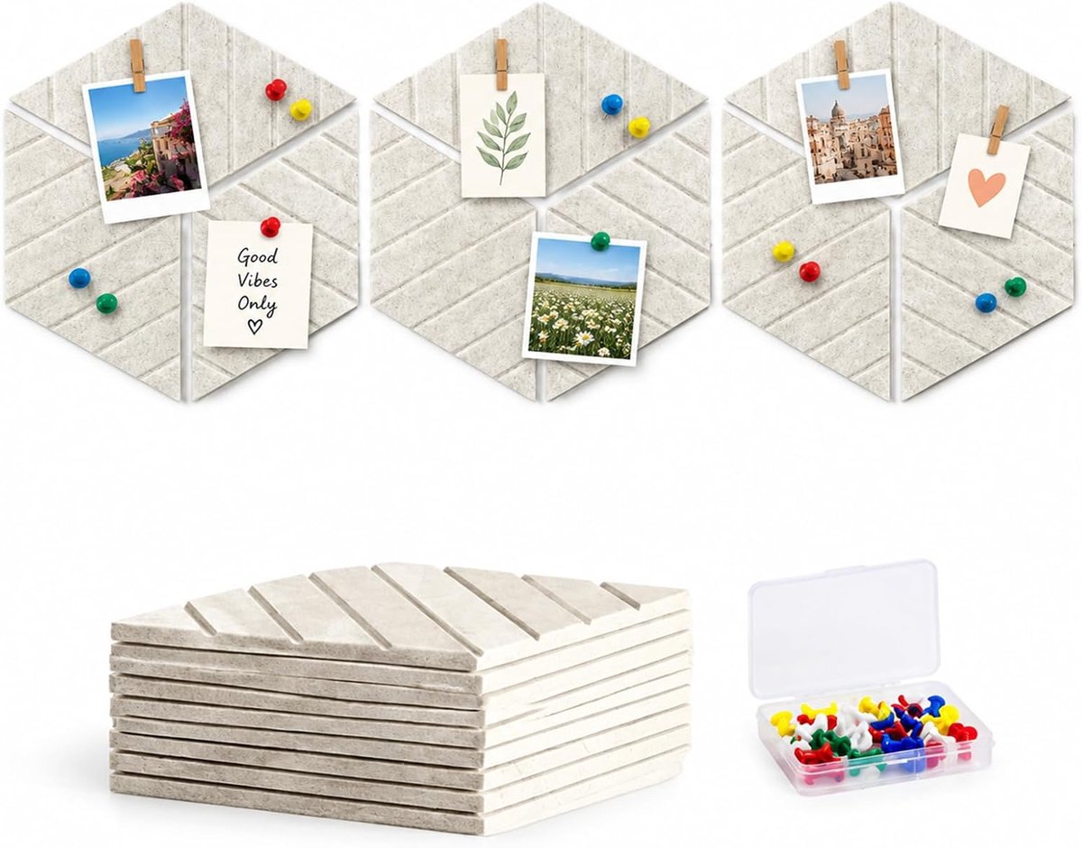 9 stuks ruitpatroon vilten prikbord zelfklevend prikbord 30 x 20 x 0,9 cm
