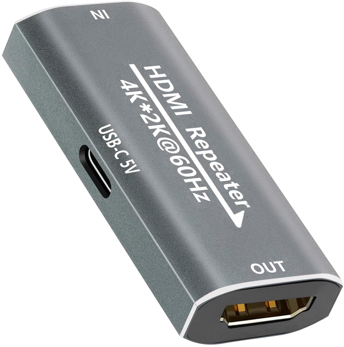 HDMI versterker signaal booster repeater - 4K @60Hz 80FT / 1080P 145FT Extender, HDMI Extender bus plug & play, voor gaming/VR/home theater met USB-C stroomaansluiting