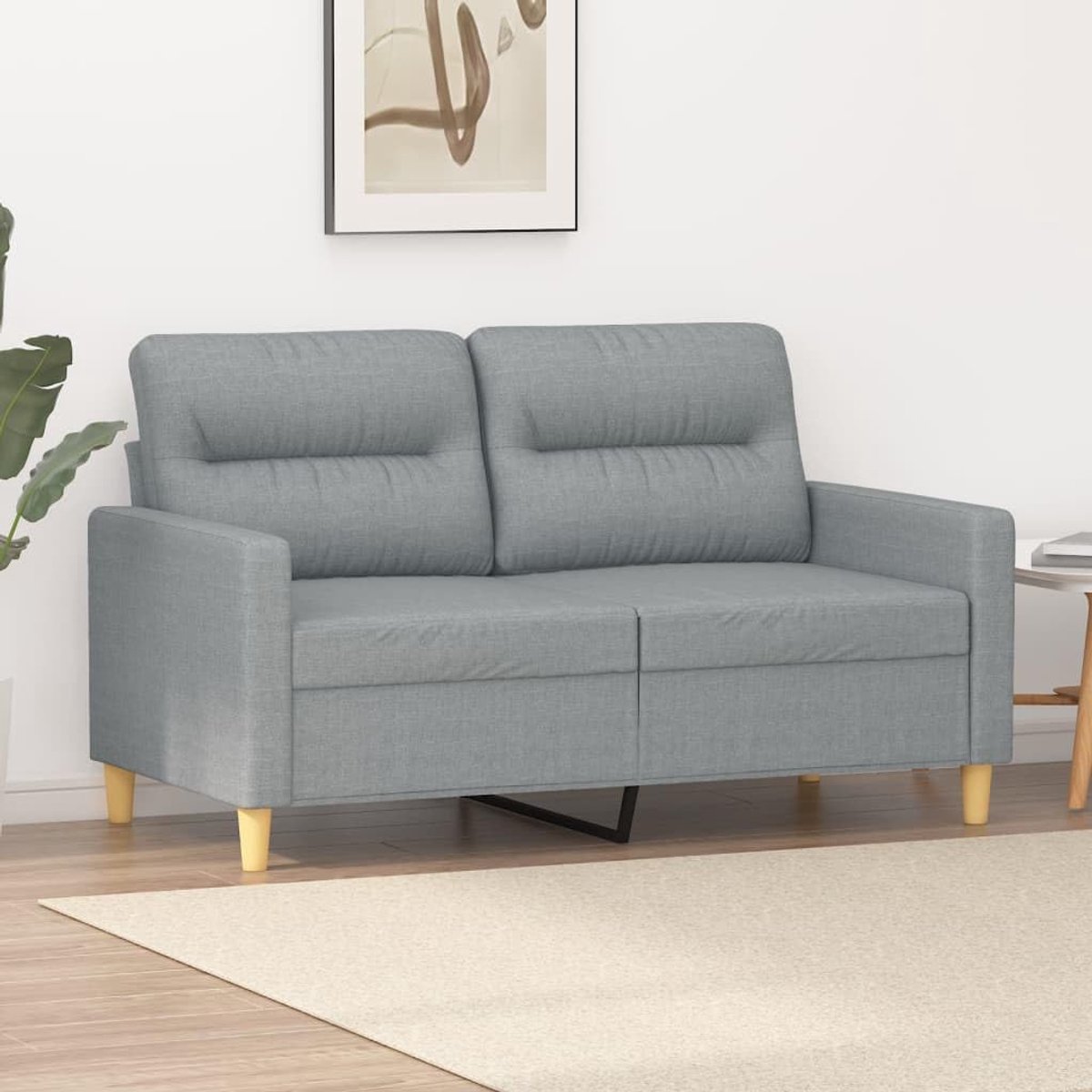 2-zitsbank, lichtgrijs, 120 cm, moderne bank, 2-zitsbank, gestoffeerde bank voor woonkamer, kantoor, moderne bank, 2-zitsbank van stof