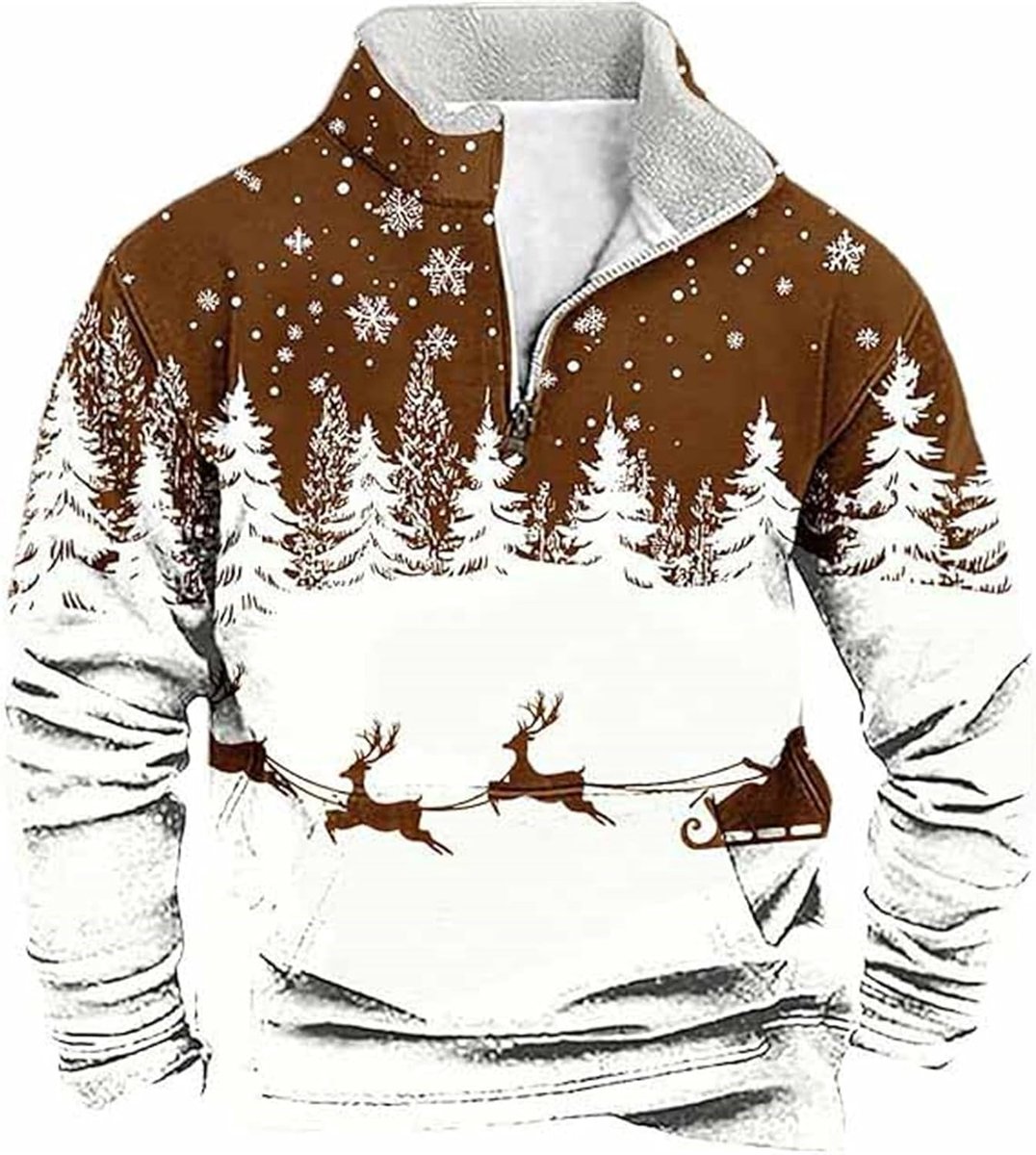 Fleece-sweatshirt zonder capuchon en met halve ritssluiting voor comfortabele en stijlvolle vrijetijdskleding