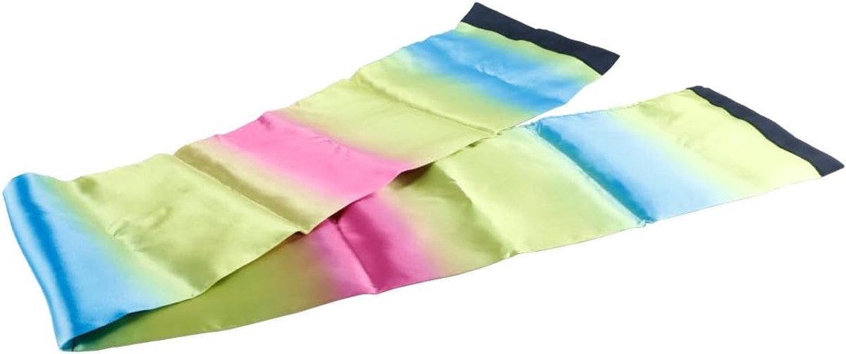 Truc: Zwarte tot regenboog zijden sjaal, magische truc voor alle leeftijden, 120 x 16,5 cm