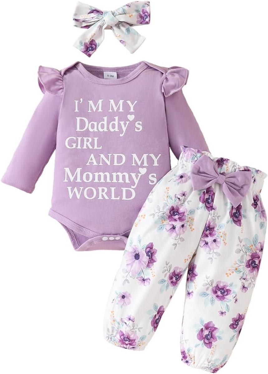 3 stuks babymeisjes herfst winter kleding set kinderen lange mouwen top broek bloemen rompers body + hoofdband