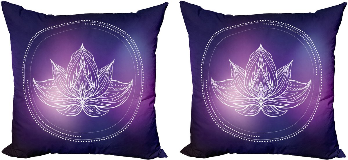 ABAKUHAUS Galaxy Mandala Sierkussenhoes Set van 2, Lotus Bloem Raum, Modern Accent Dubbelzijdige Digitale Print, 40x40, Dunkel Violet Violet