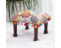 Bandezid Bohemen Ottomaanse Ottomanen, Bank Vierkante Voetbank, Stof Lage Kruk Ottomanen Bank Met 4 Houten Benen Amerikaanse Poef Voor Woonkamer Home Decor-Geel. 38x38x30cm (15x15x12inch)