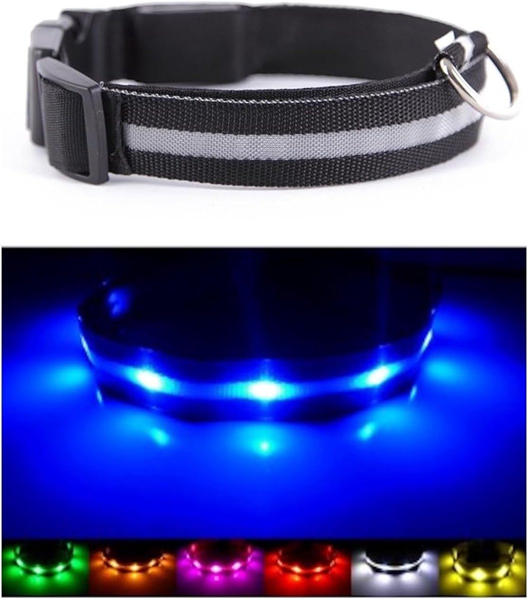 Zichtbaarheid en veiligheid voor honden USB oplaadbare LED-halsband voor honden. Ultraheldere LED's. Maakt verbinding met apparaten. Hond zal beter zichtbaar en veiliger zijn (ZWARTE GROOTTE) 38 cm - 52 cm / 15 "- 21,5"