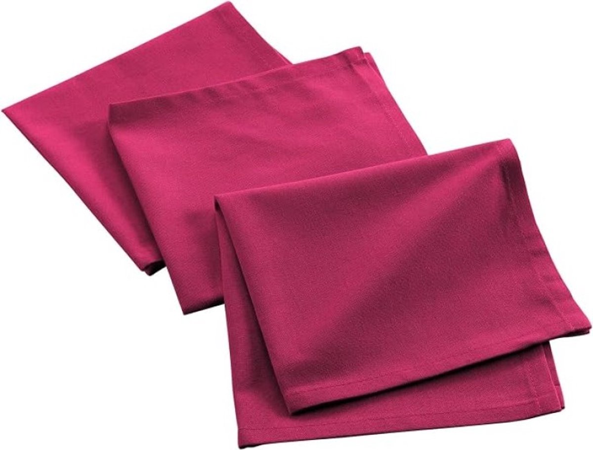 Livatto Mistral servetten 40x40 cm fuchsia - set van 3 - gerecycled katoen