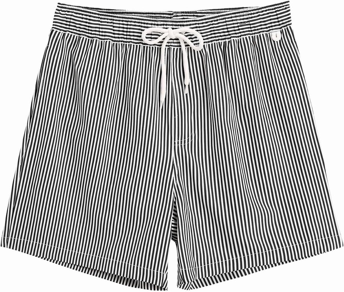 Zwembroek voor heren, sneldrogend, strepen, zomer, strand, boardshorts, elastische sportzwembroek met mesh-voering