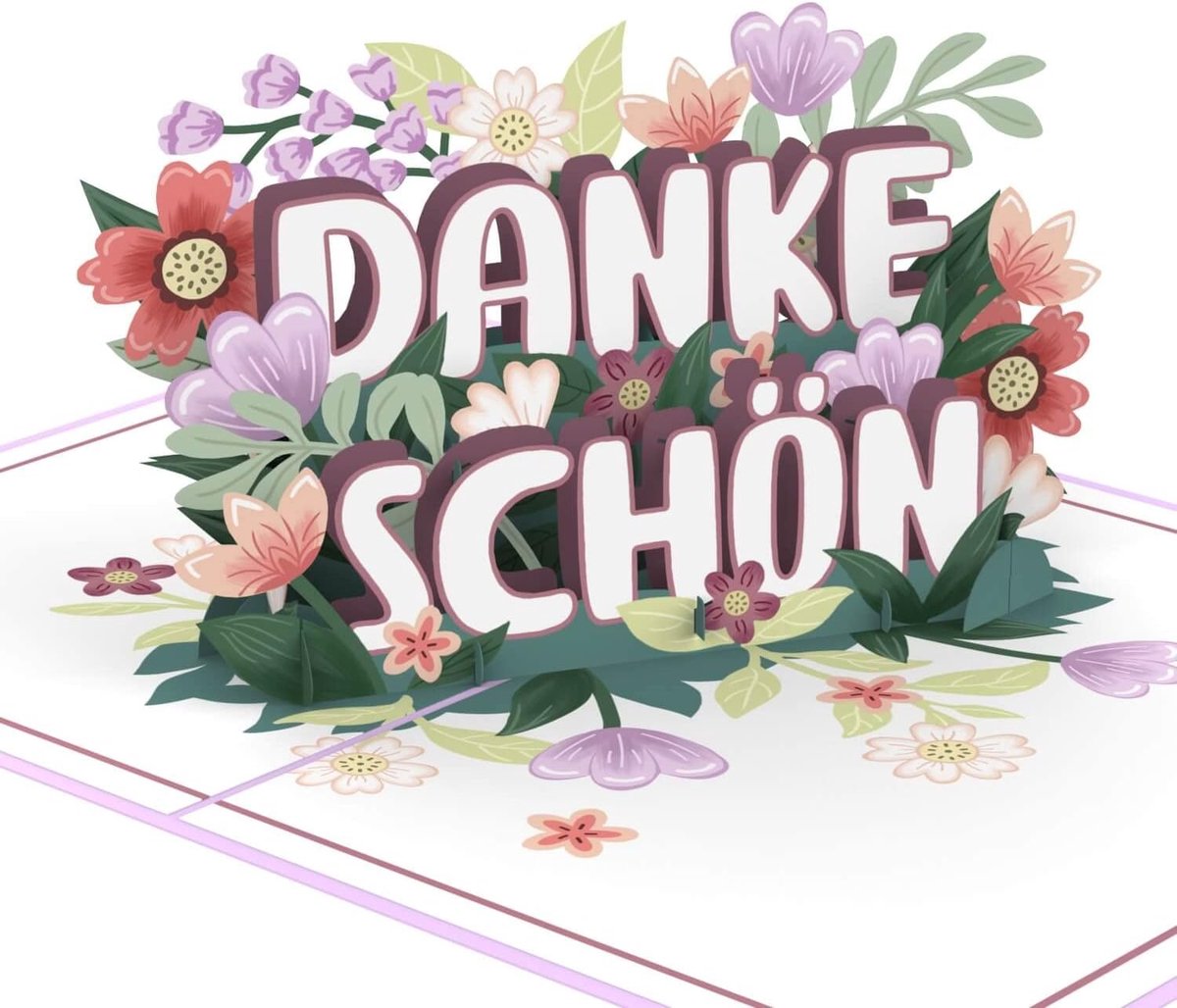 Papercrush Pop-Up bedankkaart, 3D-kaart om te bedanken met bloemen