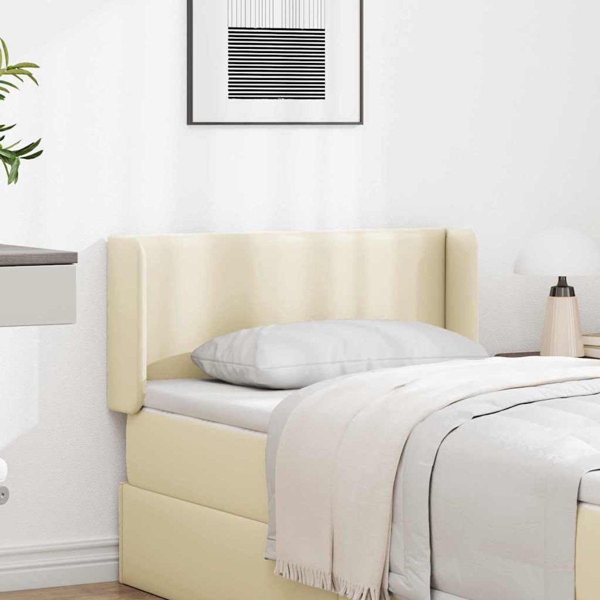 Hoofdbord oorcrème pvc met schuimvulling 40,5 x 40,5 x 4 cm, modern design voor slaapkamer, eenvoudig te monteren en onderhoudsvriendelijk, stijlvol meubelstuk voor bedden