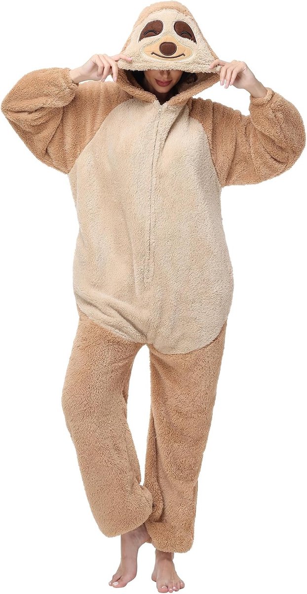 Kigurumi Pyjamapak voor volwassenen, uniseks, dierenkostuum, cosplay, avondkostuum, onesies, nachtkleding voor carnaval, Halloween, Kerstmis