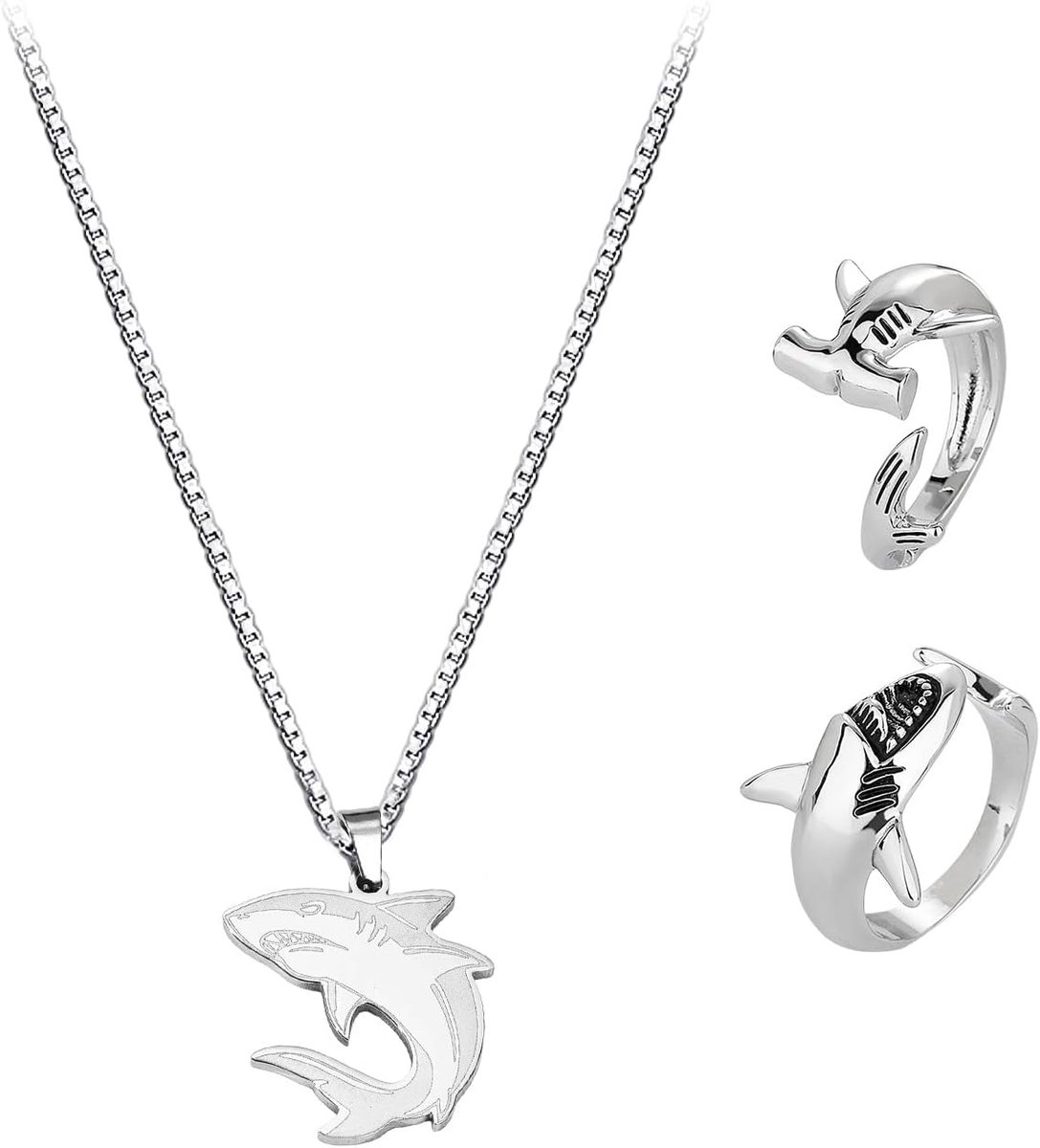 Ringen, 1 Haaienketen, Retro Grote Witte Haaienring, Haaienjuwelenaccessoires, Haaiencadeaus Voor Haaienliefhebbers