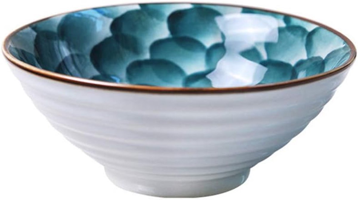 Noedelkom In Japanse Stijl, Hoornkom Keramisch Servies Set Donkergroen Handgeschilderd Ramen Beker Restaurant 700ml