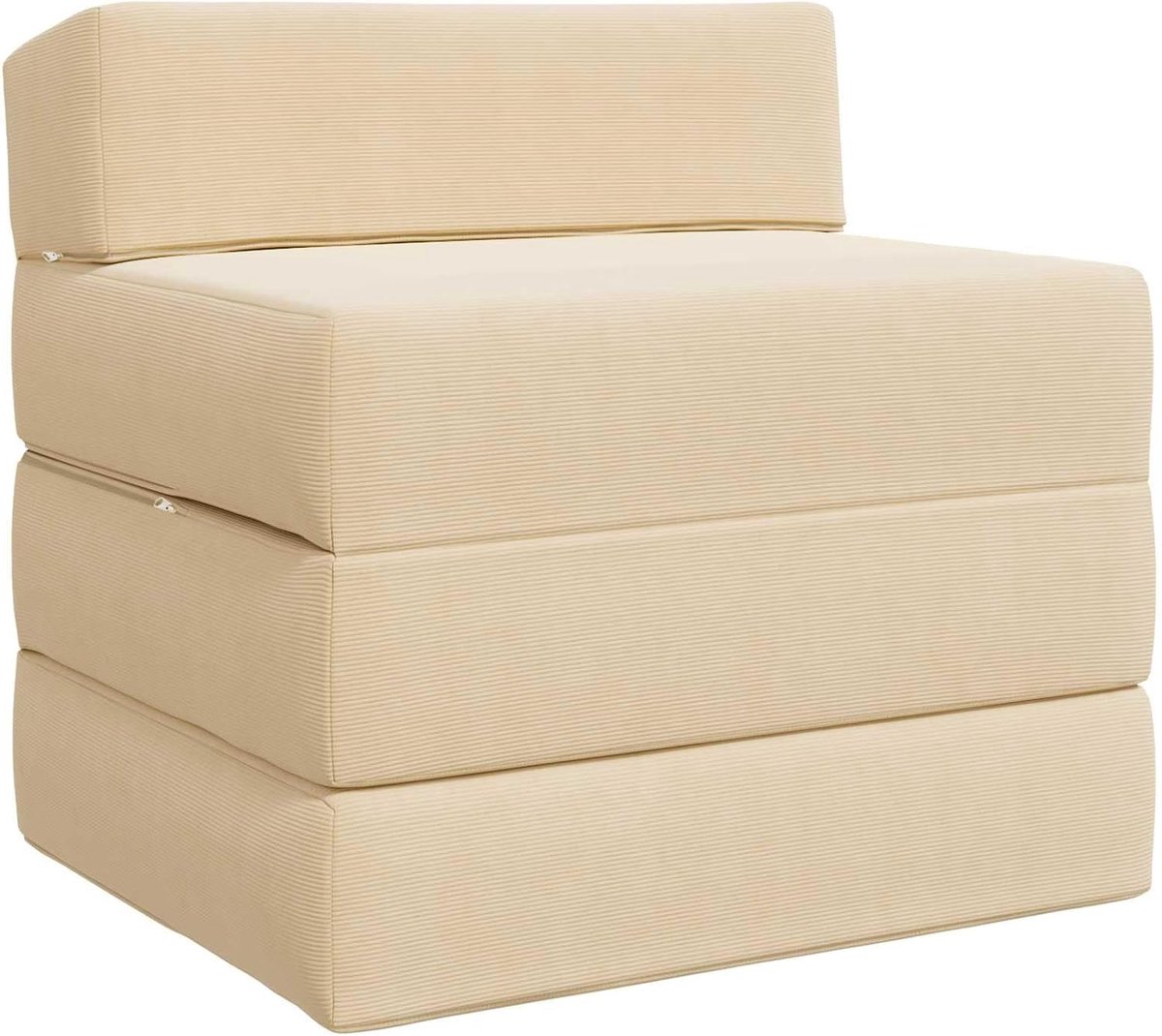 Slaapbankmatras, 200 x 70 x 15 cm, crèmekleurig met corduroy-overtrek, 2-in-1 converteerbaar design van bank tot vloermatras, afneembare overtrek