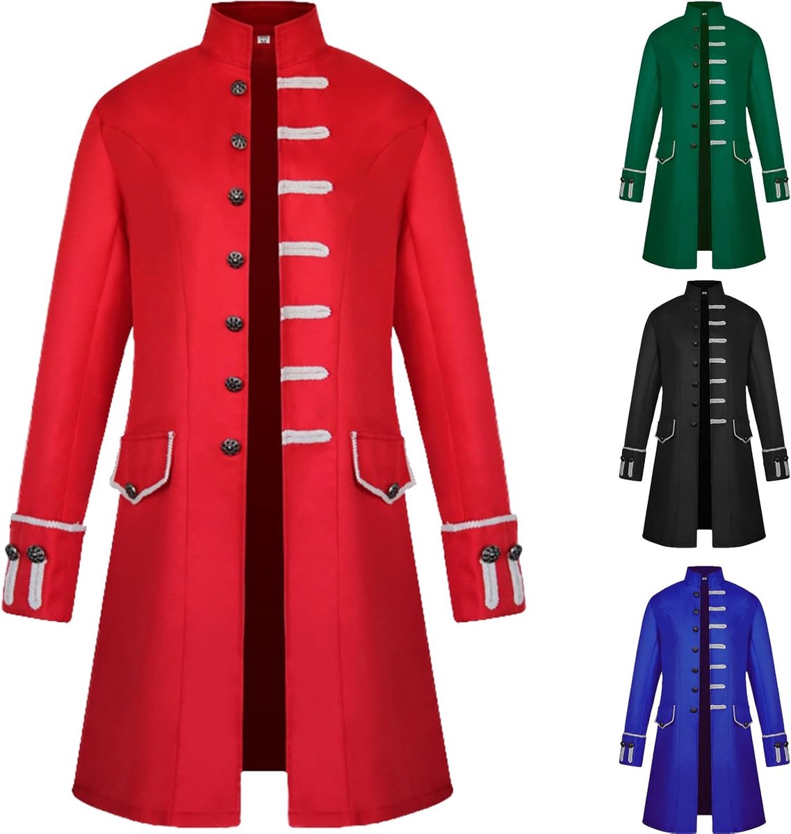 Steampunk middeleeuwse vintage jas voor heren, uniform, eenknopenrij, trenchcoat, herfst, casual overjas voor Halloween-feest