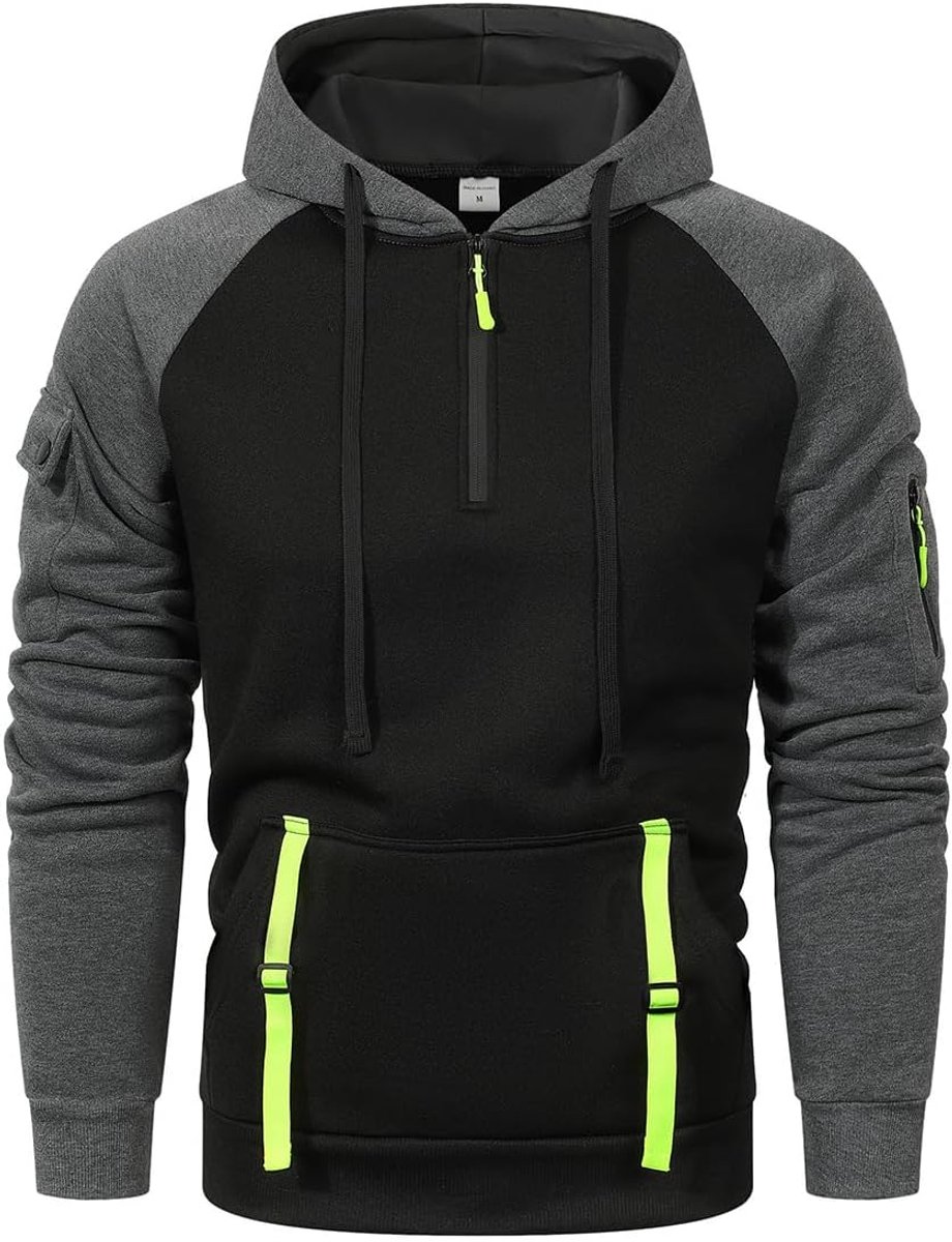 Herentrui met capuchon, fleece, sweatshirt met ritssluiting, lange mouwen, kleurafstemming, herfst, winter, hoodie