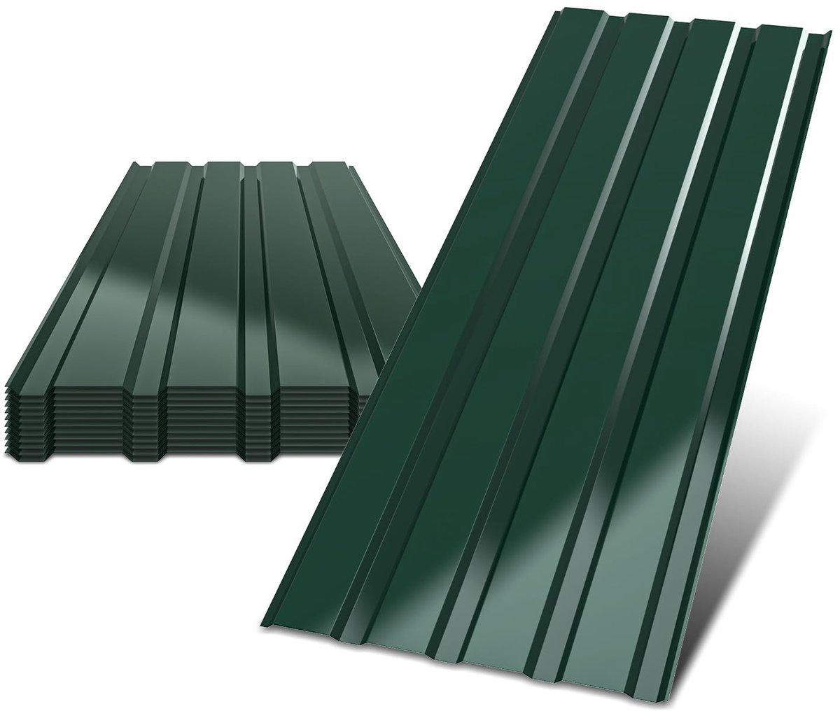 12 x trapeziumplaat profielplaat, 115 x 45 cm, 6,21 m², dakplaat, glad oppervlak, golfplaat voor dak, 0,25 mm, weerbestendig, geschikt voor garage, schuur, handschoenen, groen
