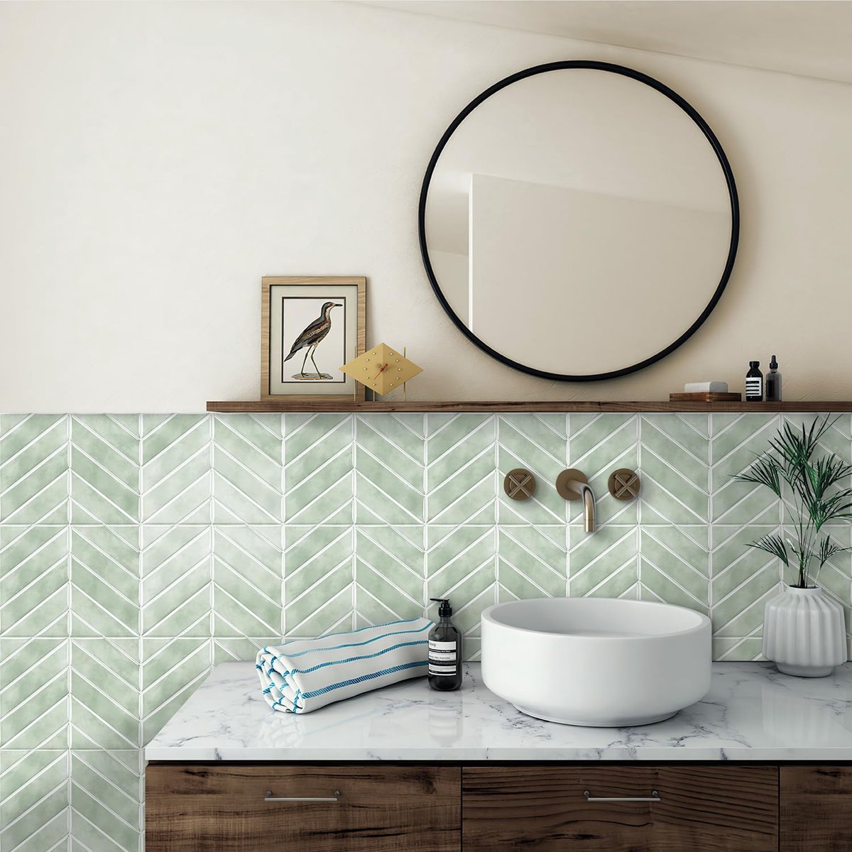 23 x 29 cm x 10 stuks, lichtgroen visgraat, 3D-vinyl muurstickers voor wandtegels, afpellen en opplakken, zelfklevend, waterdicht, spatwaterdicht, voor tegels, keuken, badkamer