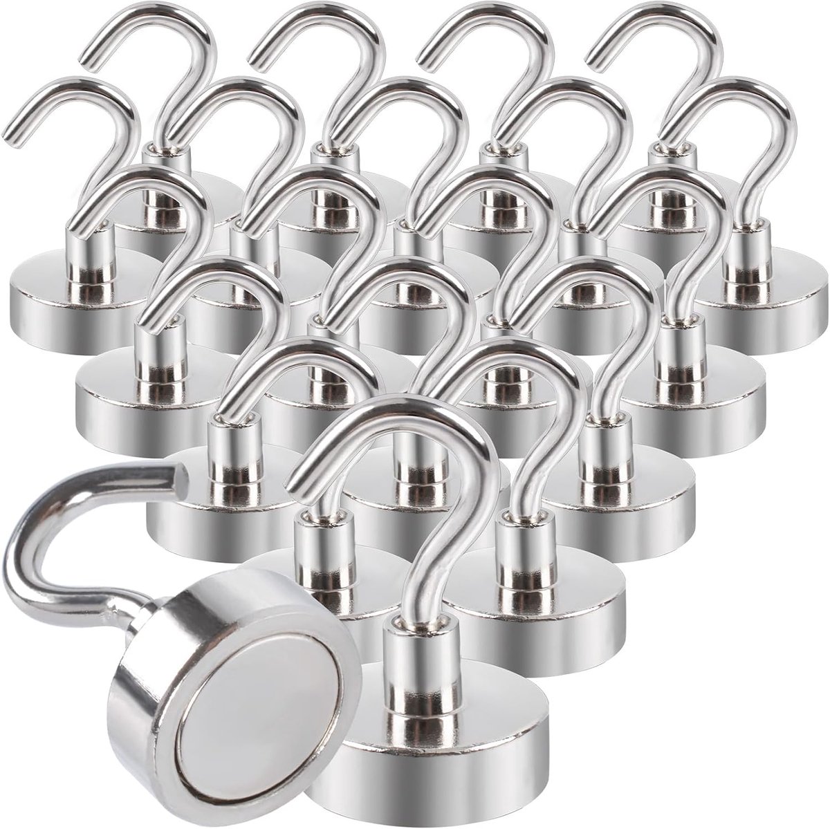 20 stuks magneethaken, extra sterk, 20 mm, magneethaken, sterke magneten met haken, 15 kg, kleine magnetische neodymium, haakmagneten om op te hangen, keuken, camping, accessoires