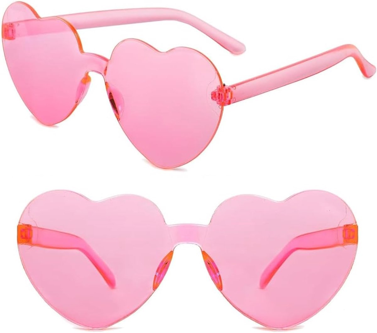 Zonnebril, paar hartvormige zonnebril voor dames, voor feest, verjaardag, carnaval, bruiloft, zomer, modieuze straat, voor strand, als decoratie voor kostuumfeesten, roze