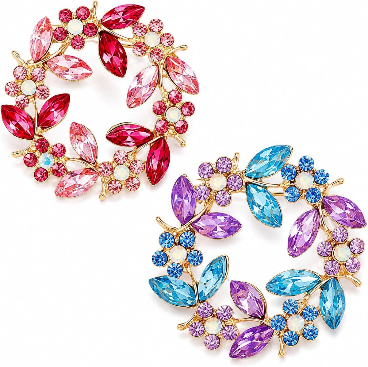 Broches voor vrouwen, kristallen broche met kleurrijke steentjes, elegant accessoire voor bruiloften, dansen en feesten, cadeau-idee