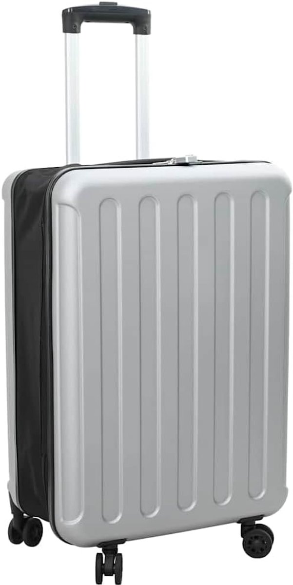 Koffer met harde schaal, zwart, 34 x 23 x 55,5 cm, ABS, reisbagage, handbagage met slot, zilver 2, L, Wijnoogst