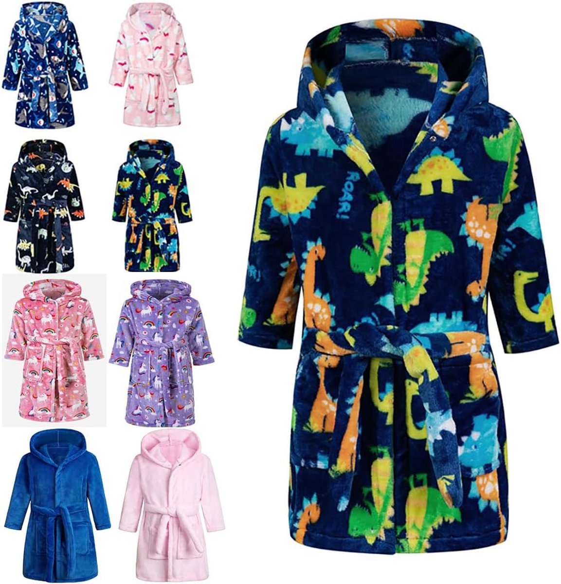 Kinderbadjas met capuchon, voor jongens meisjes, knuffelige, warme en zachte pyjama's, coral fleece, hoodie, 2-9 jaar
