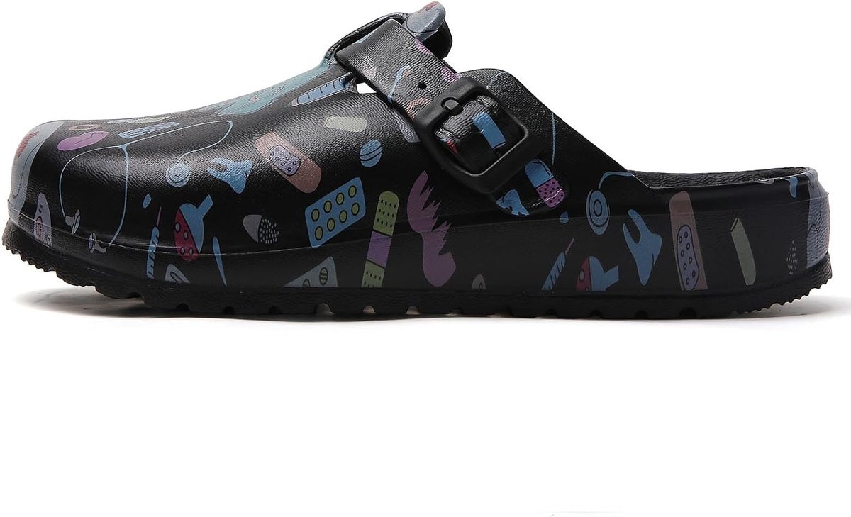 Ondersteuning verpleegkundige klompen voor dames: antislip werkschoenen waterdichte tuinklompen - verstelbare gesp muiltjes - instapkussen slippers slippers