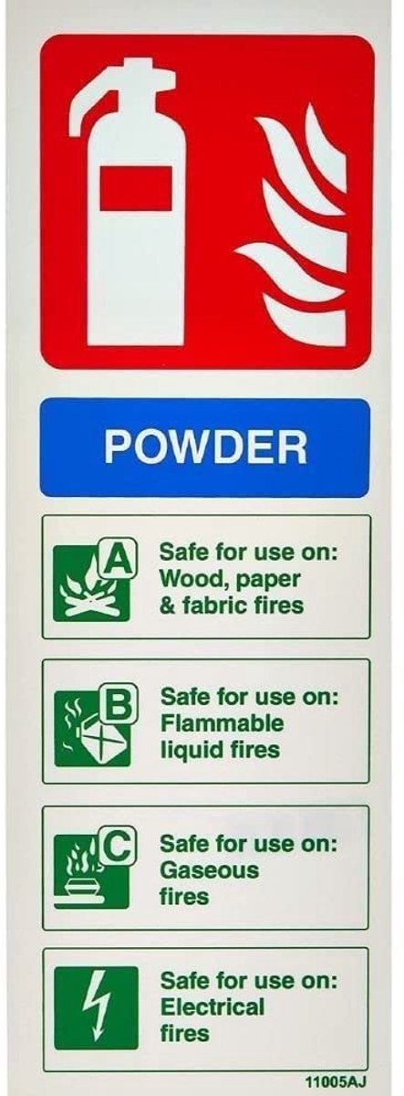 Powder Id Brandblusser Teken - Portret - 100mm x 280mm - 1mm Stijf Kunststof