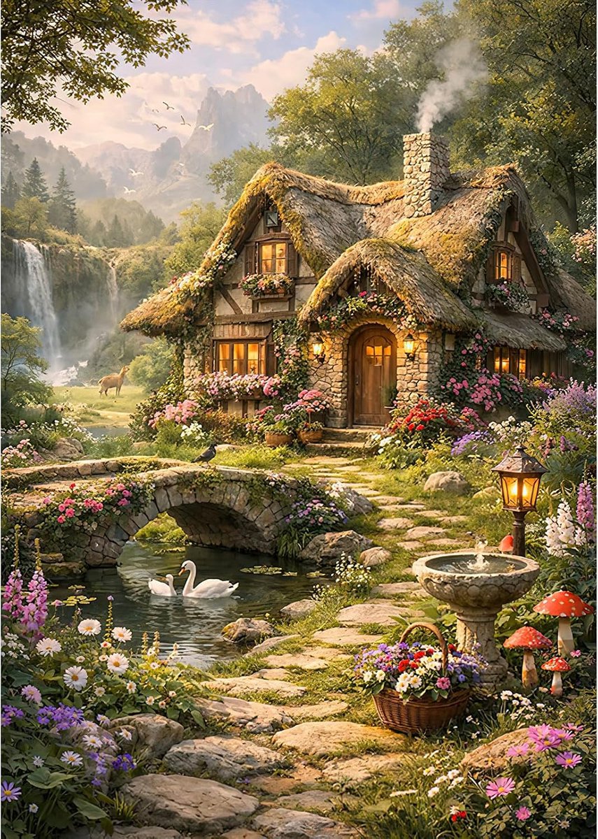 Doe-het-zelf huis diamantschilderij afbeeldingen voor volwassenen beginners, 5D landschap diamond painting set, doe-het-zelf ronde stenen, diamant kunst kits, diamant schilderij voor