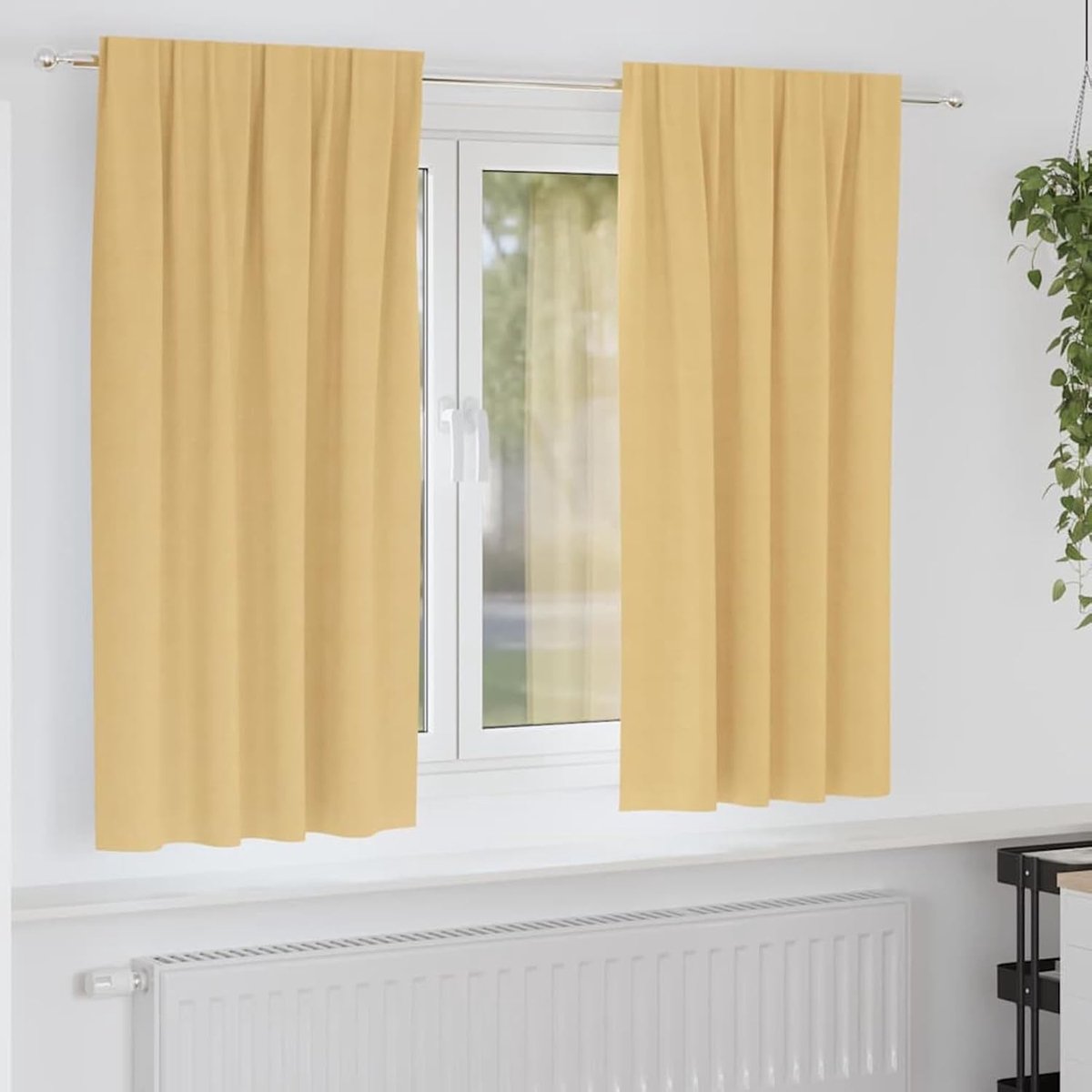 Gordijnen met gordijnen, 2 stuks, beige, polyester, verduisteringsgordijn, inkijkbescherming, zonwering, voor ramen, slaapkamer, woonkamer, 4107424