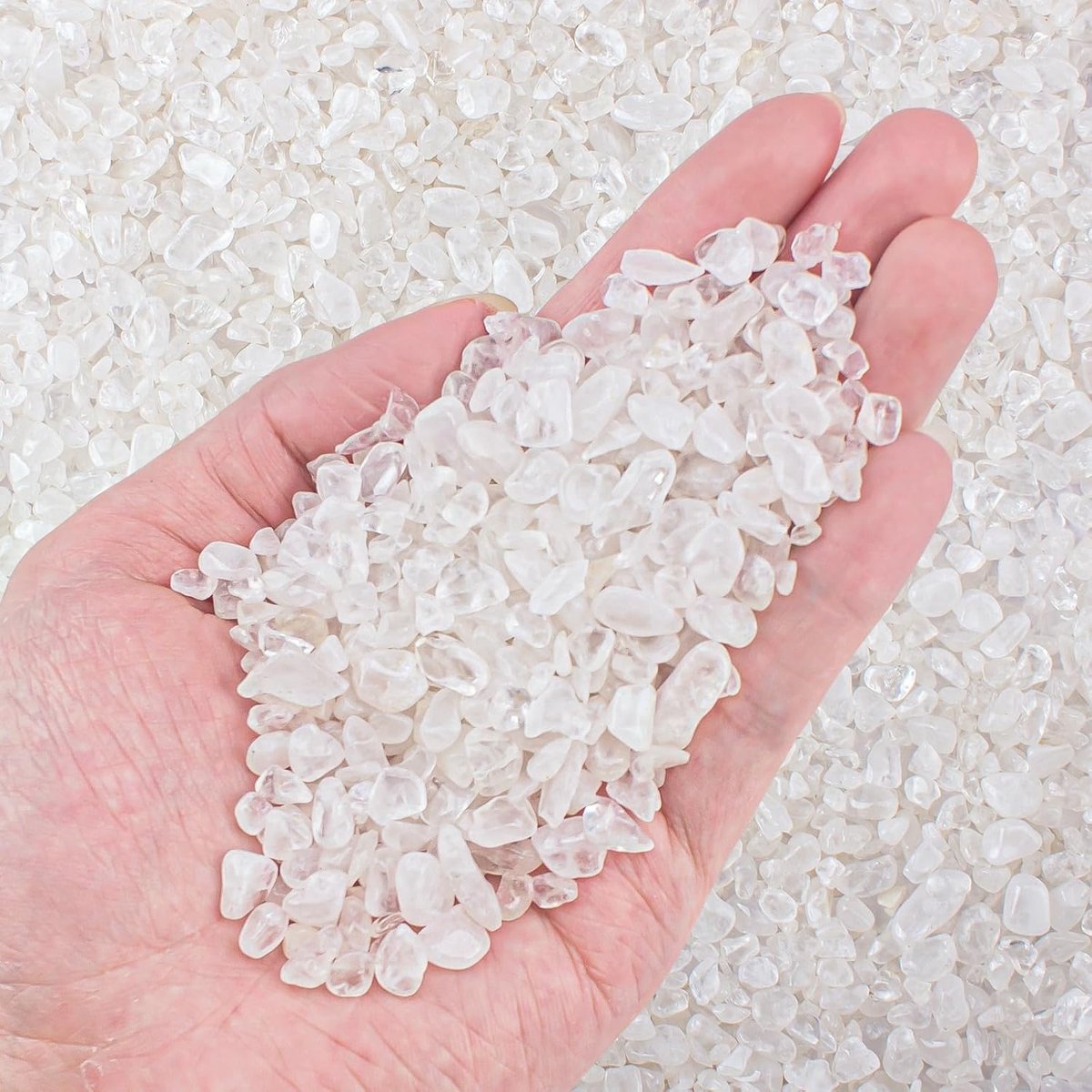 Heldere kwartskristallen chips aquarium grind rotsen kiezels 2 lbs (900g), onregelmatig gevormde aquarium rotsen landschapsarchitectuur stenen kiezels voor vaasvullers, aquarium en