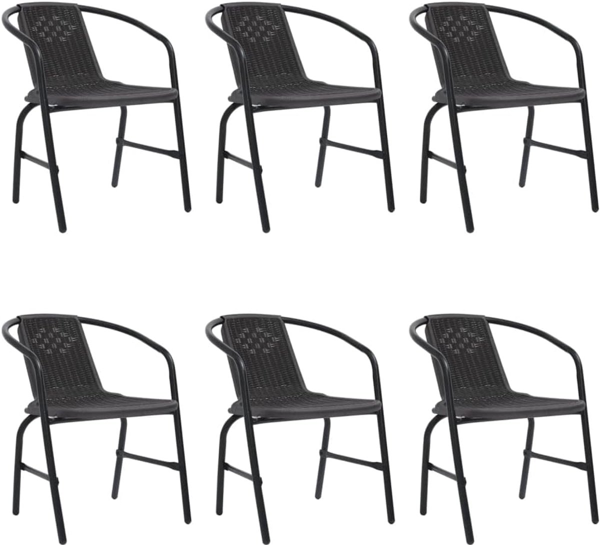 6 stuks, rotan-look, kunststof en staal, terrasmeubels, zitmeubel voor buiten, voor gazons, 110 kg