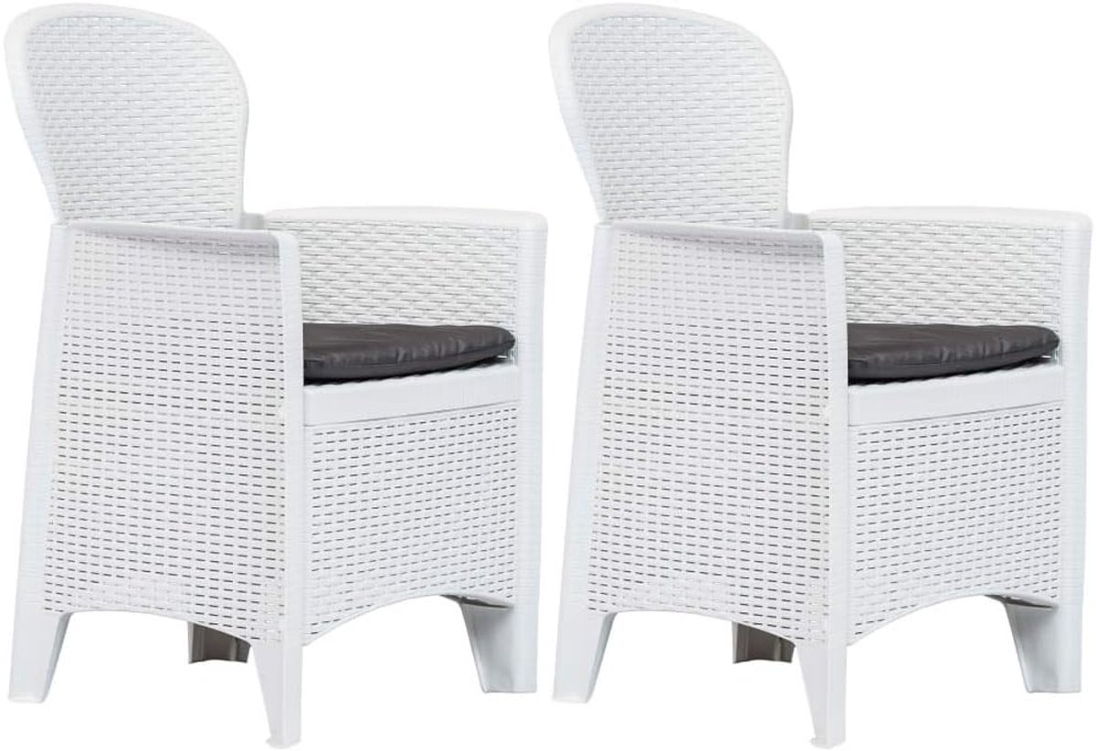 Set van 2 polyrotan tuinstoelen met kussens | rotan tuinstoelen stoelen stoelen stoelen voor tuin terras balkon wit 59 x 57 x 89 cm