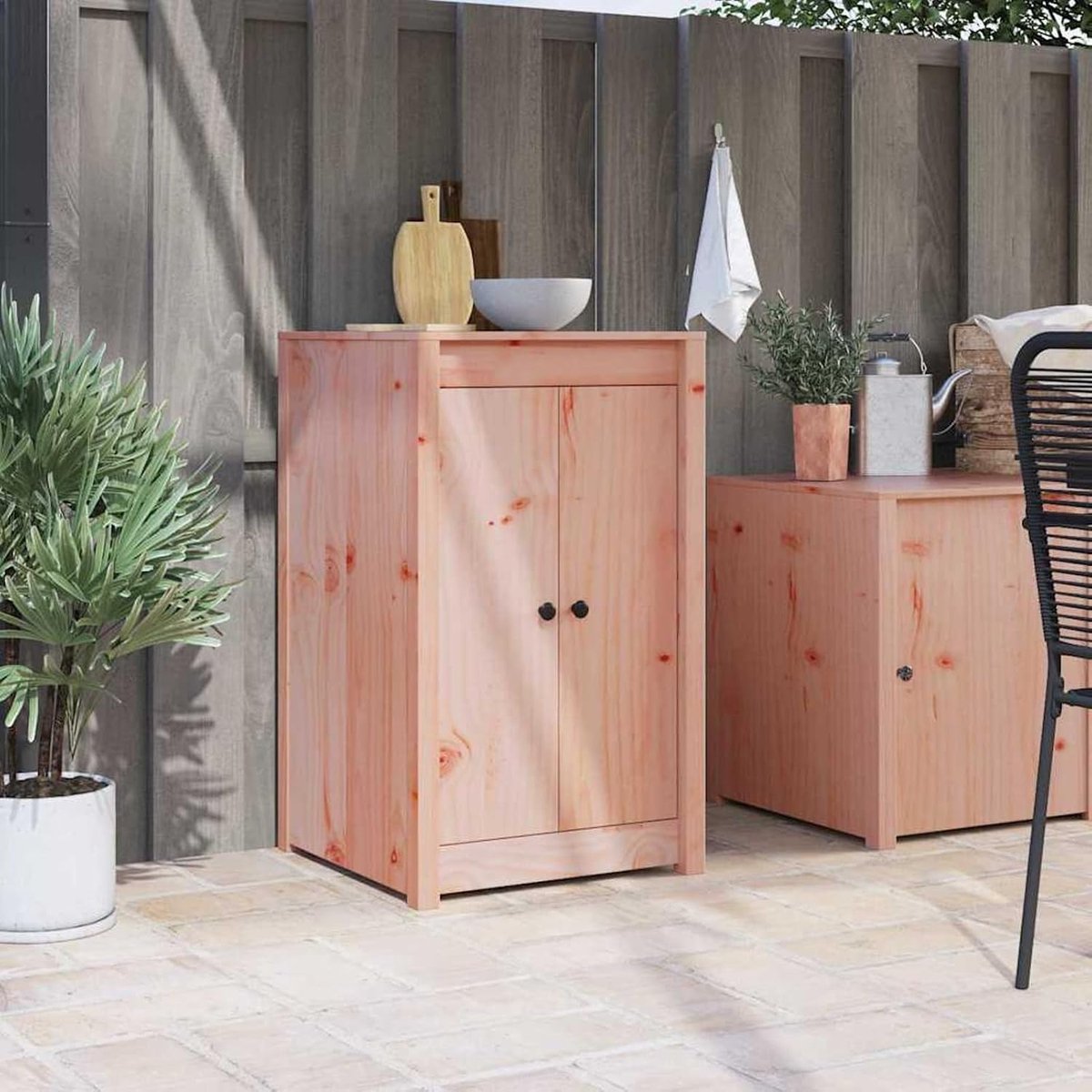 Buitenkeukdeuren, massief douglas houten deur 50 x 9 x 82 cm, weerbestendig voor buiten en terras 868175