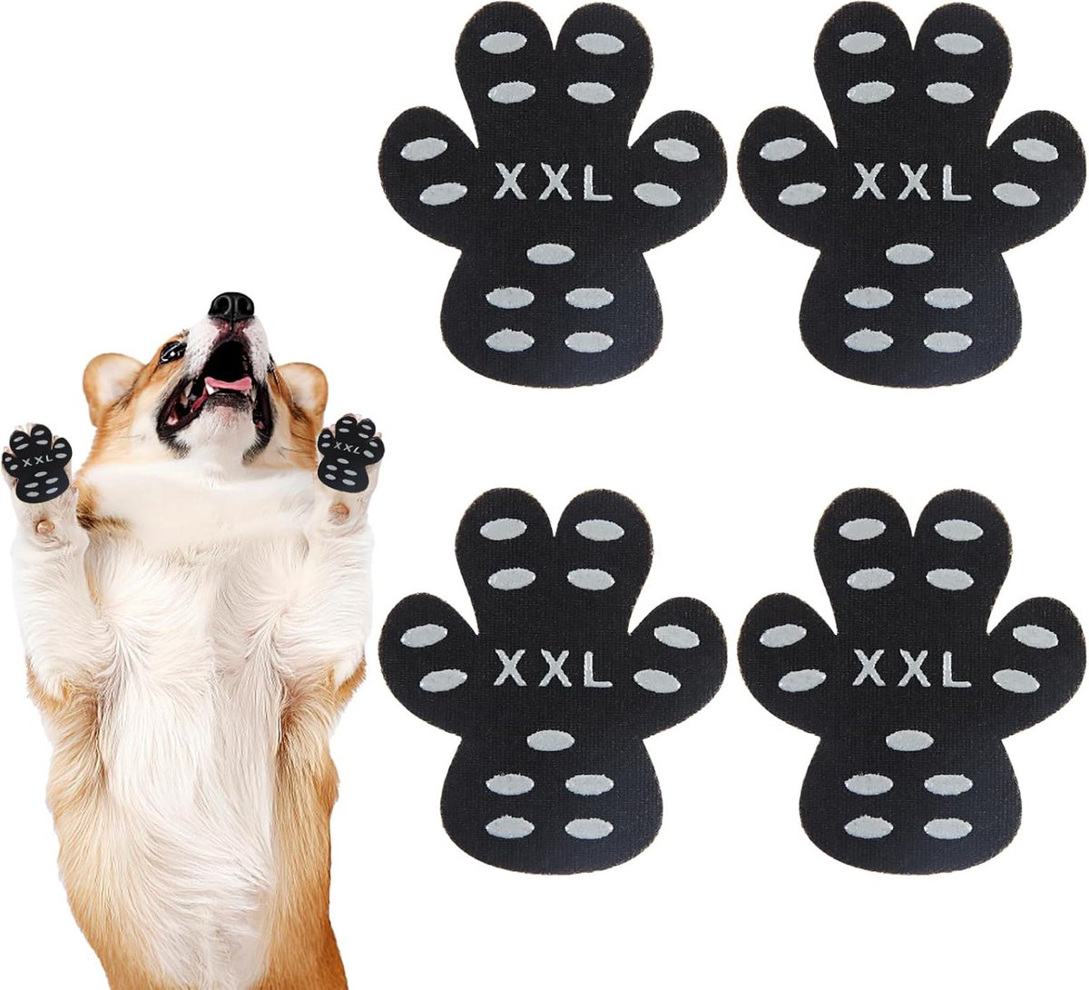 Pootbescherming voor honden, zelfklevend, pootkussen, hond, 24 stuks, antislip, hondensokken, antislip tractie, pootverzorging en multifunctionele functionaliteit (XXL)