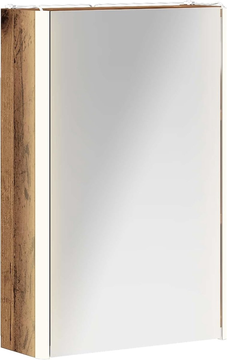 Badkamer spiegelkast oud hout 33 x 11,5 x 50 cm, spiegelkast badkamer wandspiegelkast voor familie badkamer kleedkamer 889221