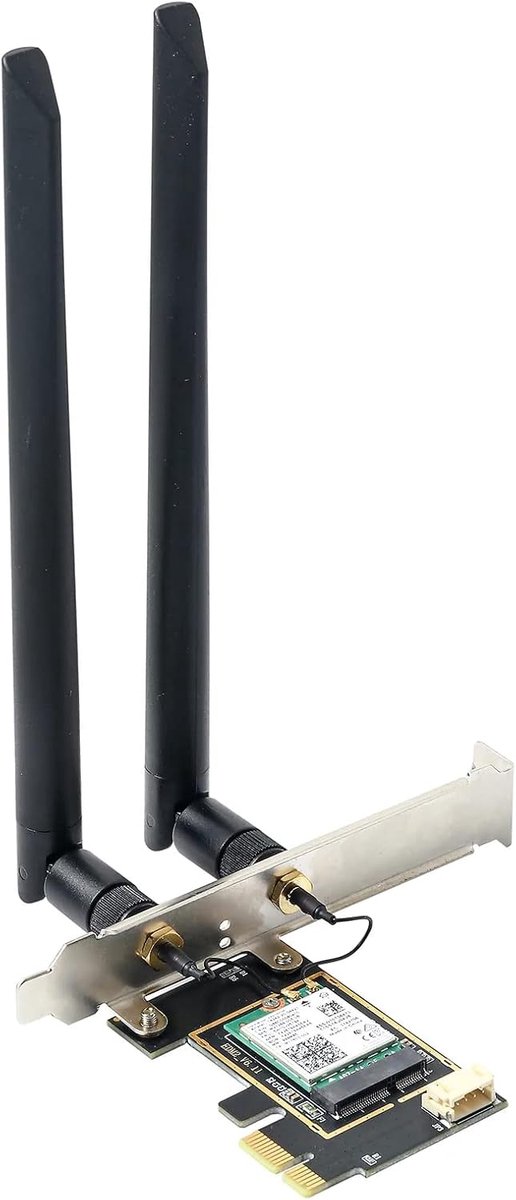 6E AX5400 PCIe WiFi-kaart voor desktop-pc (met Intel AX210NGW), Bluetooth 5.2, 802.11ax Tri-Band 6GHz/5GHz/2,4GHz draadloze adapter met MU-MIMO, OFDMA, ondersteunt Windows 11/10 (64-bit)