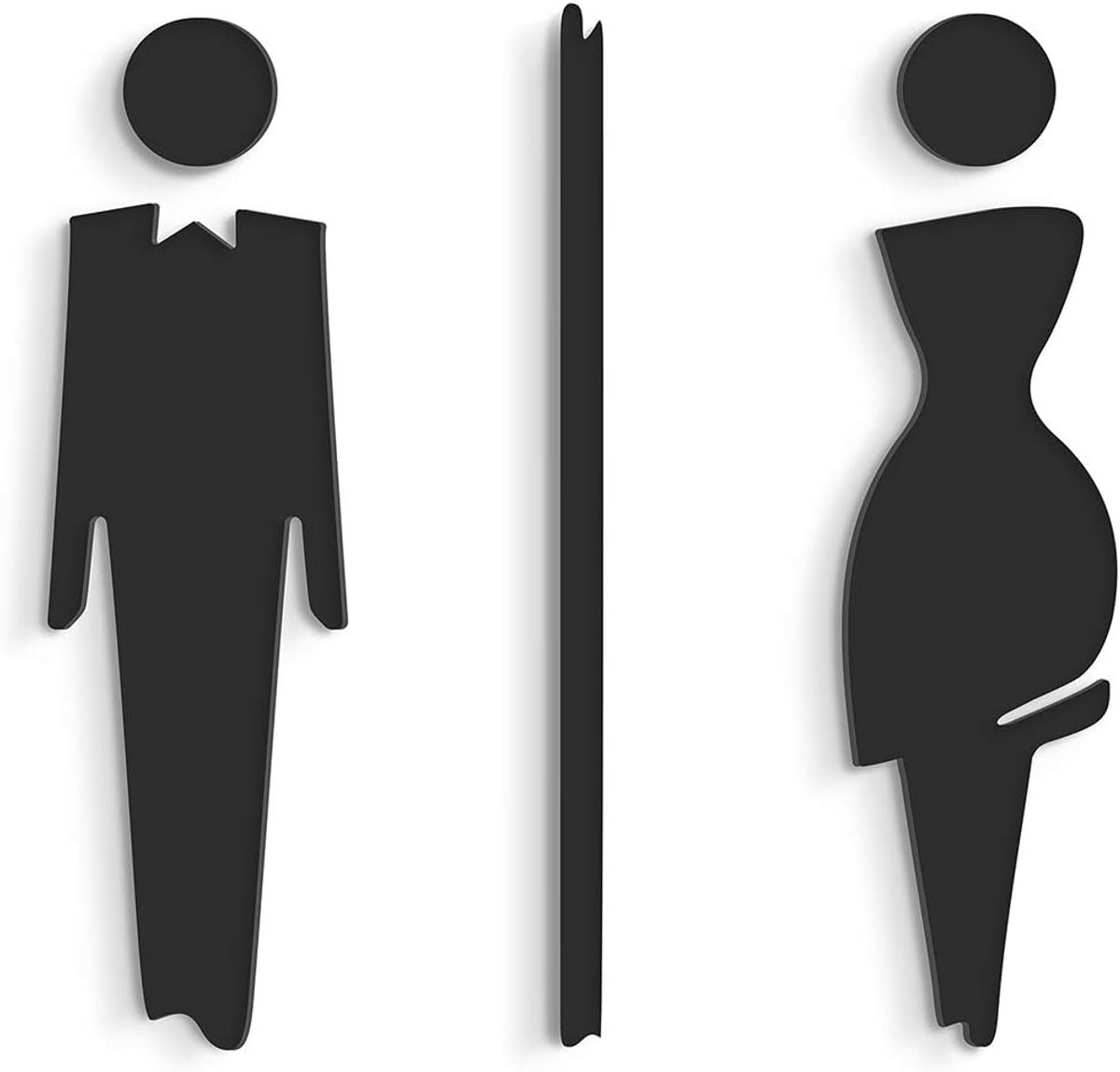 3DP Borden - 15 cm reliëf toilet ontwerp deurbord SA110 zelfklevende toiletborden - moderne dames toiletsticker badkamerbord voor deuren - toiletbord voor man en vrouw (prime zwart)