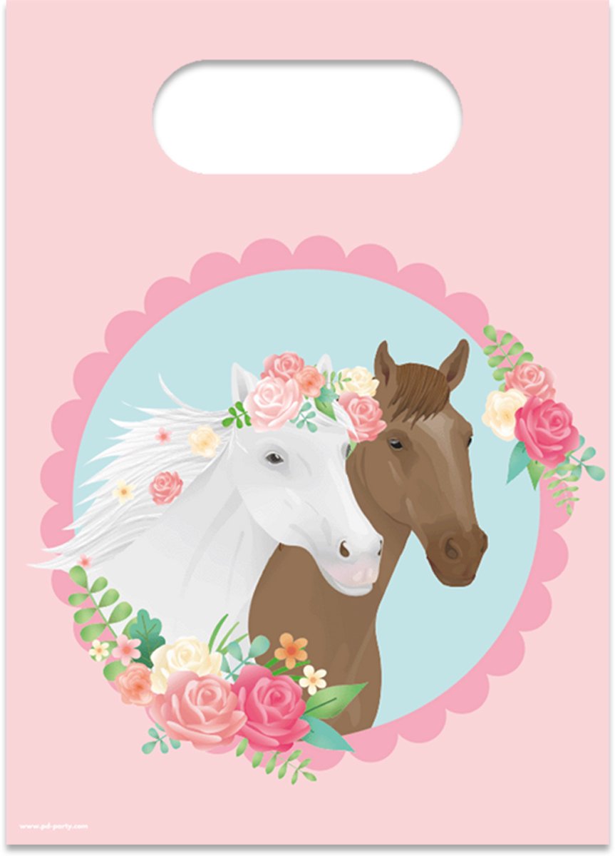 LUQ – Paarden Kinderfeestje Uitdeelzakjes – 6St – Luxe Horse Party Birthday Set – Verjaardag Traktatie – Leuke Goodiebag